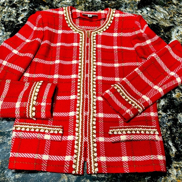 St. John Collection Jackets & Blazers - Gorgeous St John red, cream, and tan jacket